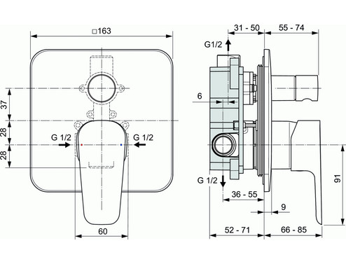 Смесител вграден за вана/душ Ideal Standard ESLA